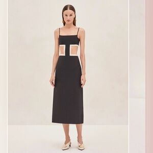 Alexis Black Midi Dress with Cream Cutout Accents